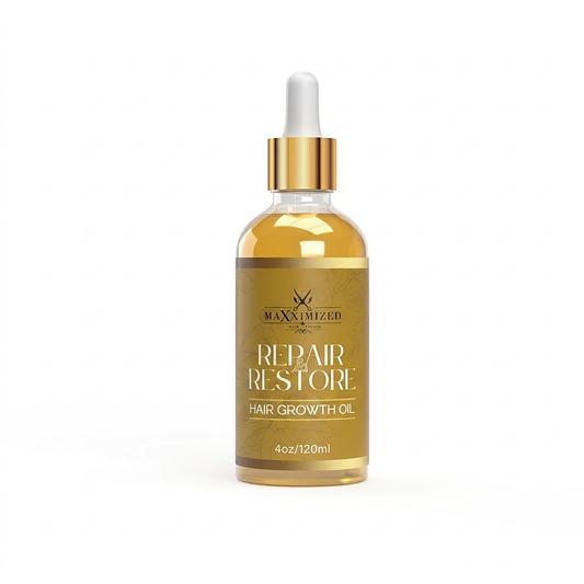 Repair and restore hair growth oil with rosemary and hibiscus for scalp nourishment, edges, and length retention
