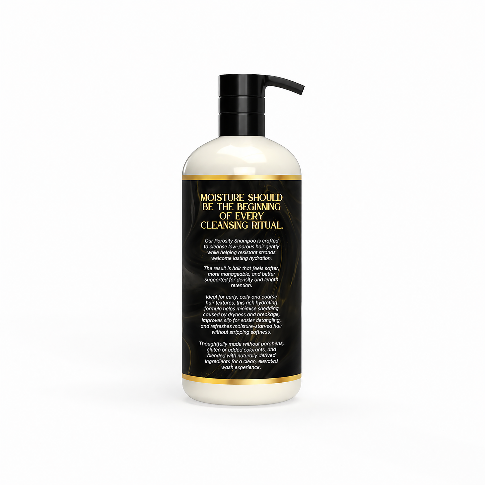 Moisturizing shampoo for low porosity natural hair that detangles and hydrates while cleansing for smooth and manageable hair